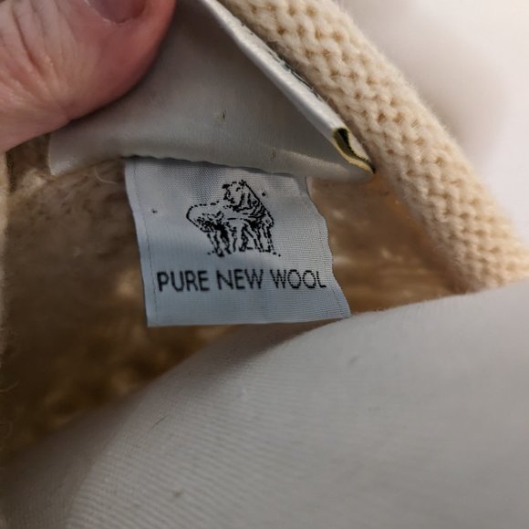 Vtg Western Island 100% Wool Irish Sweater | XL | Oversized Cream Sweater - Picture 4 of 6